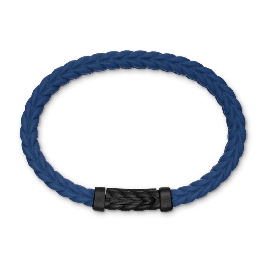 Chevron Bracelet in Blue Rubber with Black Titanium, 9mm