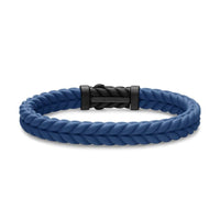 Chevron Bracelet in Blue Rubber with Black Titanium, 9mm