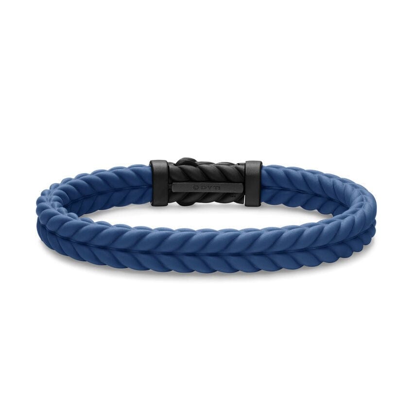 Chevron Bracelet in Blue Rubber with Black Titanium, 9mm