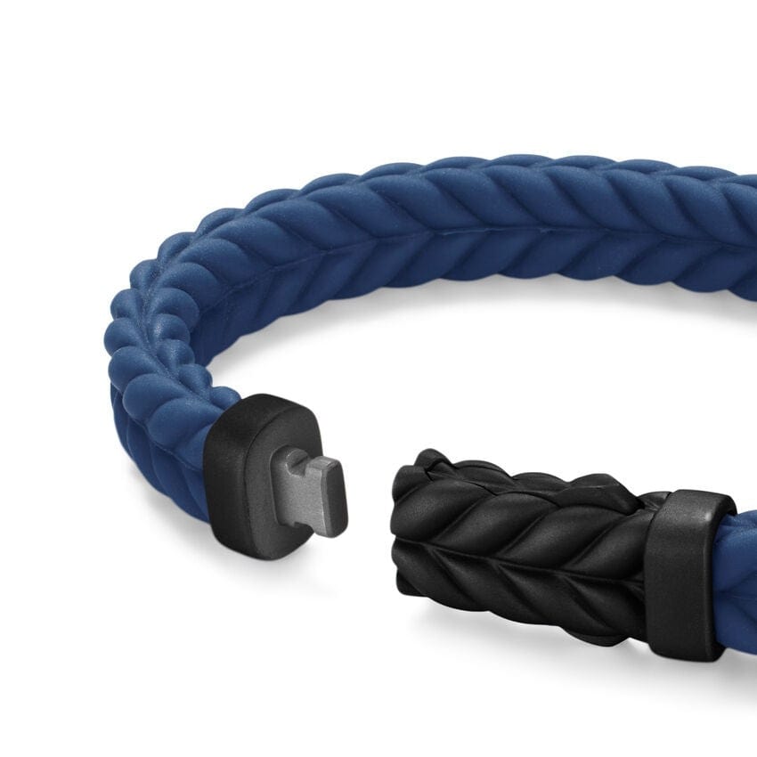Chevron Bracelet in Blue Rubber with Black Titanium, 9mm