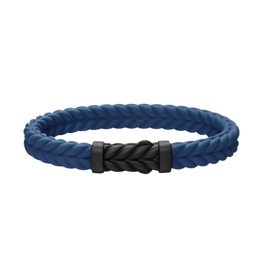 Chevron Bracelet in Blue Rubber with Black Titanium, 9mm