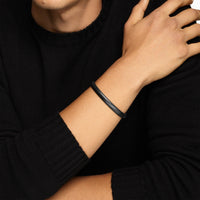 Chevron Cuff Bracelet Black Titanium, 8mm