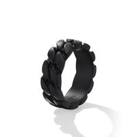 Curb Chain Band Ring in Black Titanium, 8mm