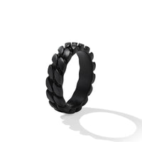 Curb Chain Band Ring in Black Titanium, 6mm