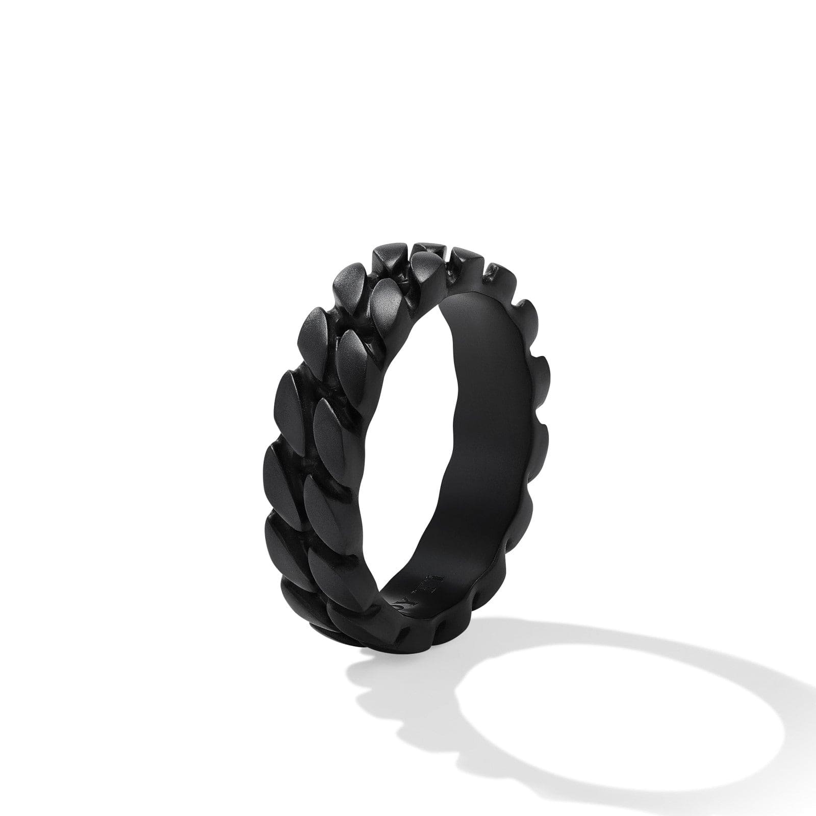 Curb Chain Band Ring in Black Titanium, 6mm
