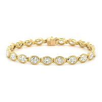 18K Yellow Gold Oval Cut Diamond Bezel Set Bracelet
