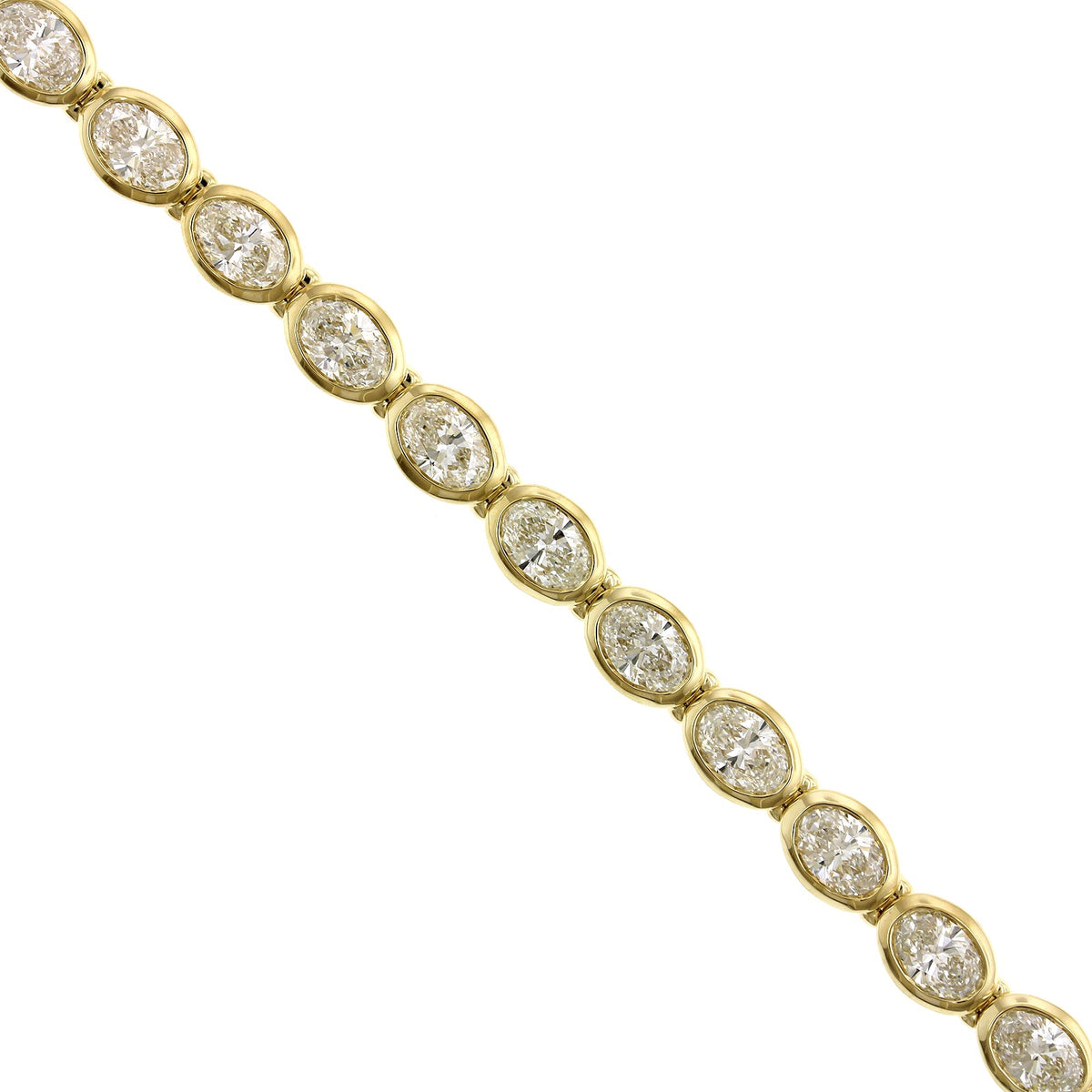 18K Yellow Gold Oval Cut Diamond Bezel Set Bracelet