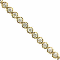 18K Yellow Gold Round Diamond Bezel and Prong Set Bracelet