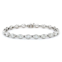 18K White Gold Marquise Cut Diamond Bezel Set Bracelet