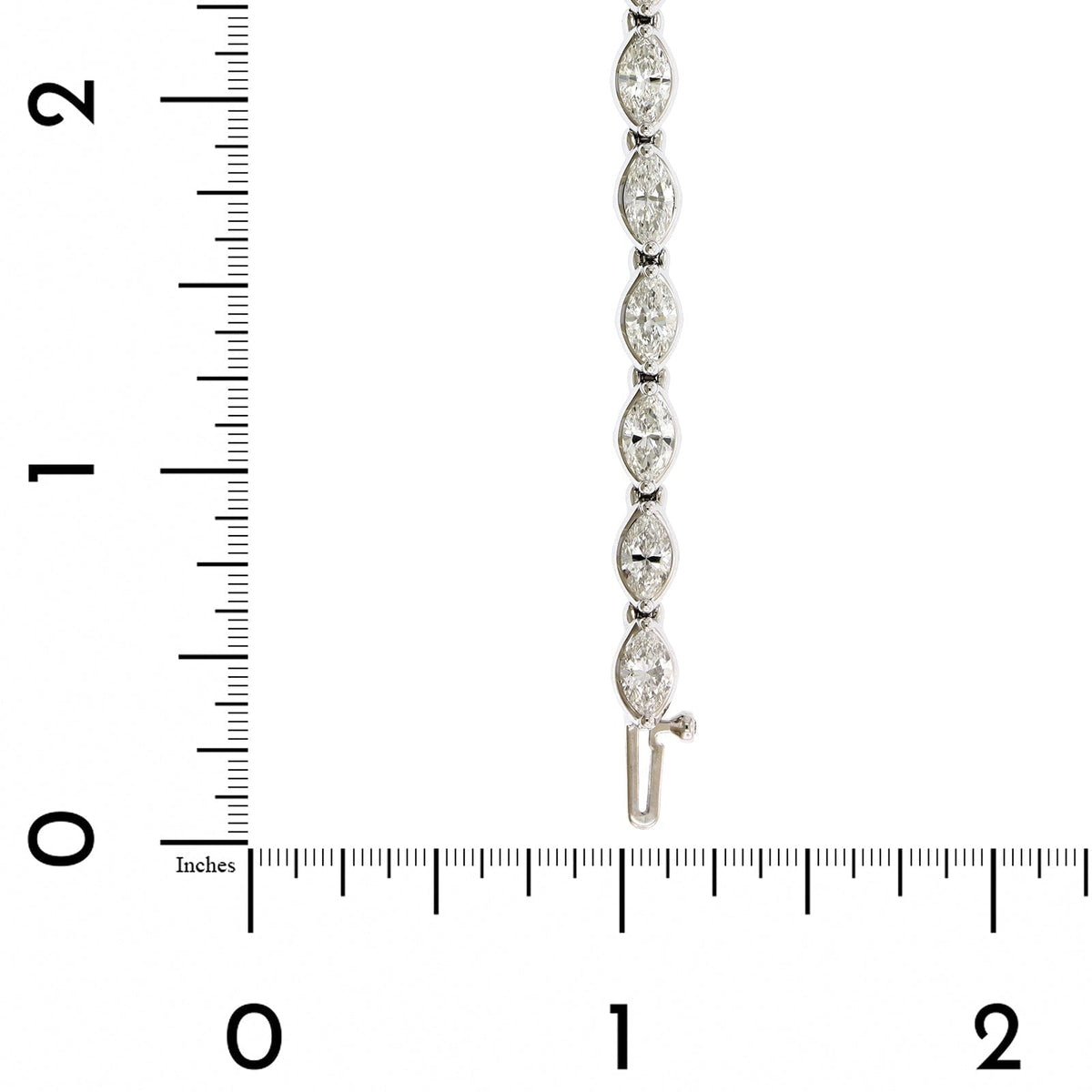 18K White Gold Marquise Cut Diamond Bezel Set Bracelet
