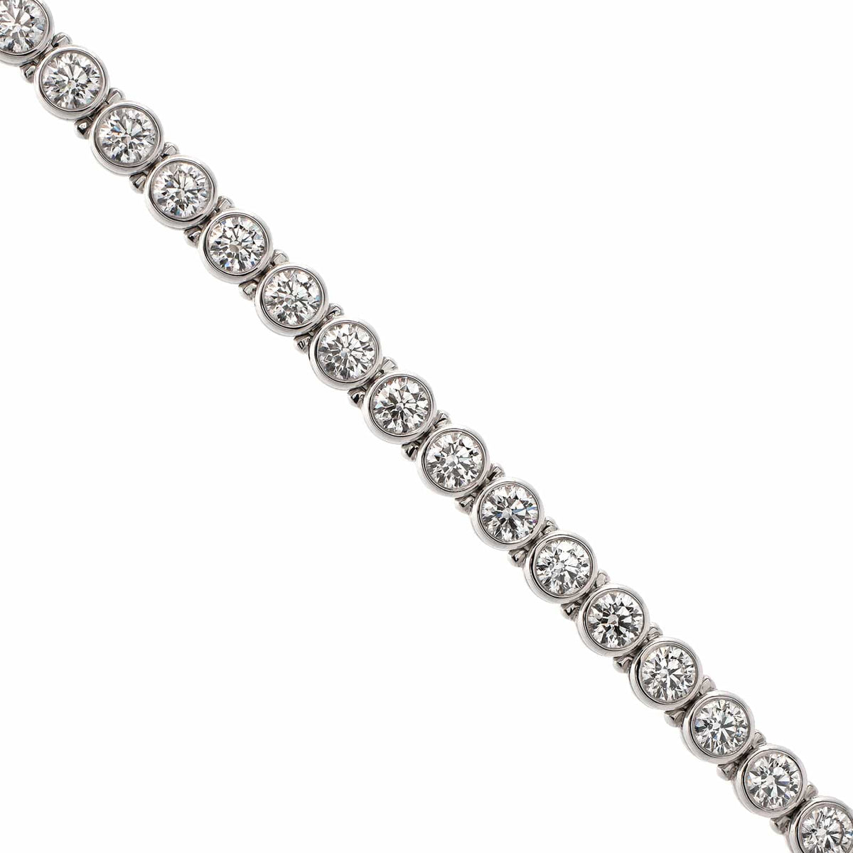 18K White Gold Bezel Set Diamond Tennis Bracelet