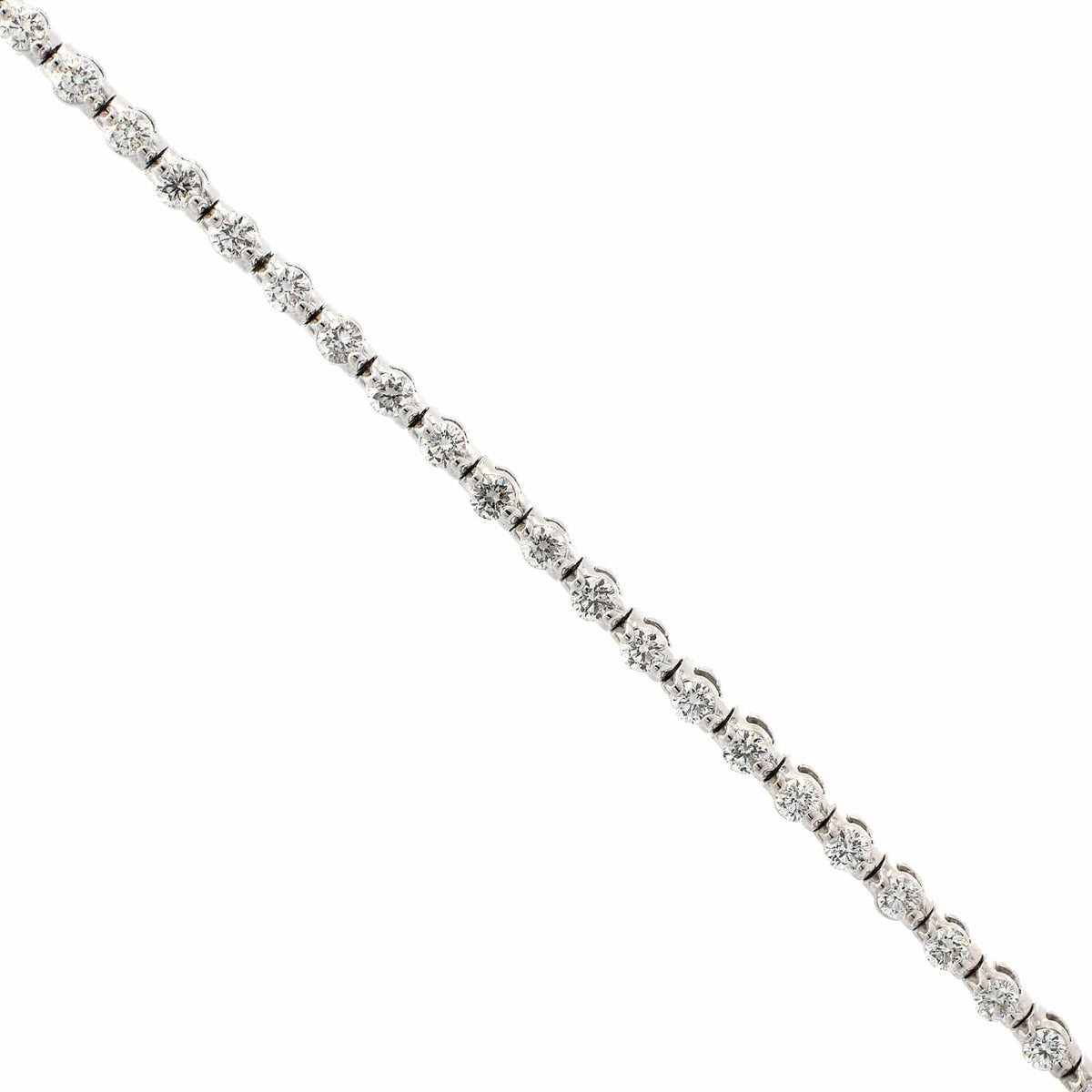 18K White Gold Single Prong Diamond Tennis Bracelet