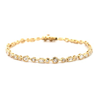 14K Yellow Gold Bezel Set Multi-Shape Diamond Tennis Bracelet