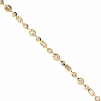 14K Yellow Gold Bezel Set Multi-Shape Diamond Tennis Bracelet