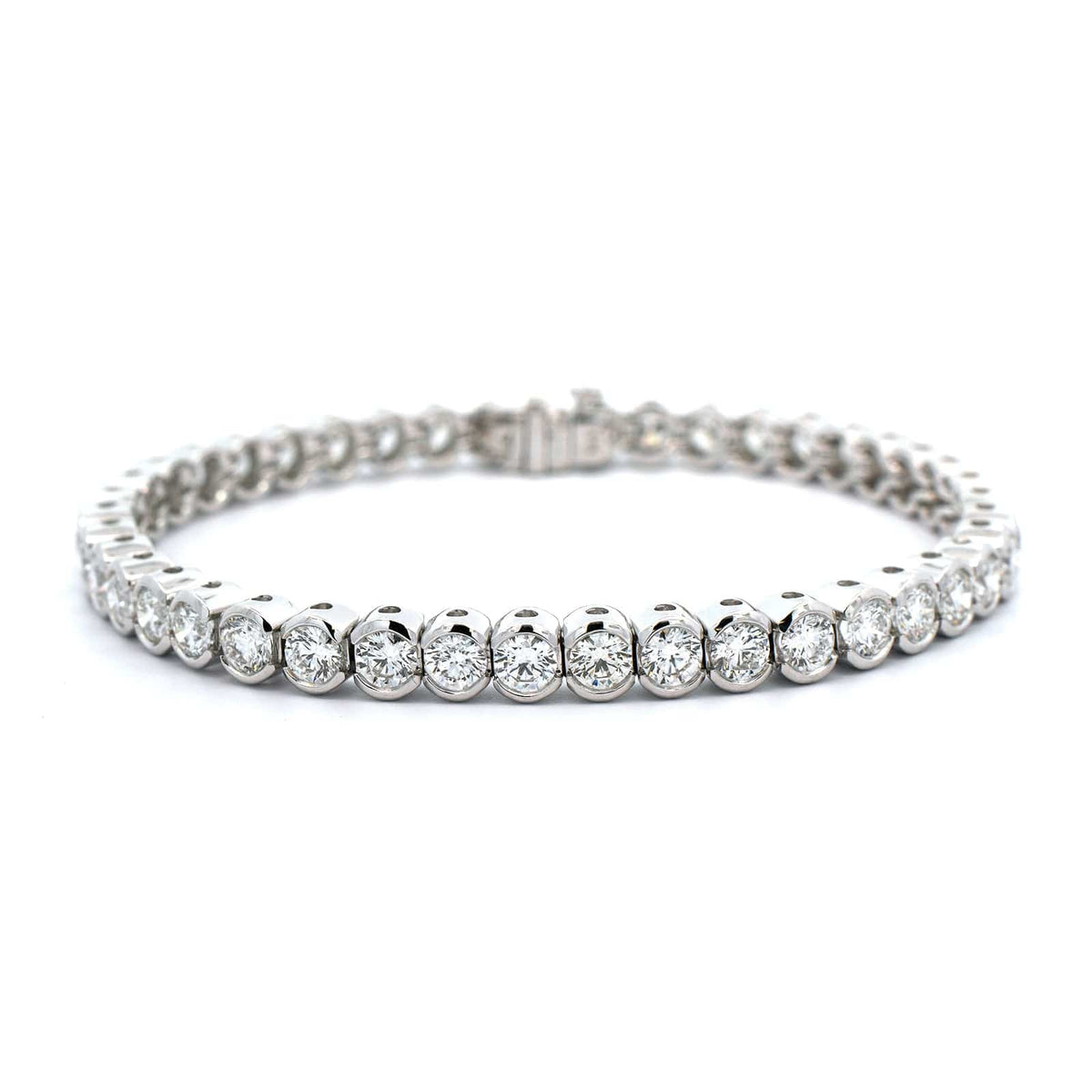 18K White Gold Bezel Set Diamond Tennis Bracelet