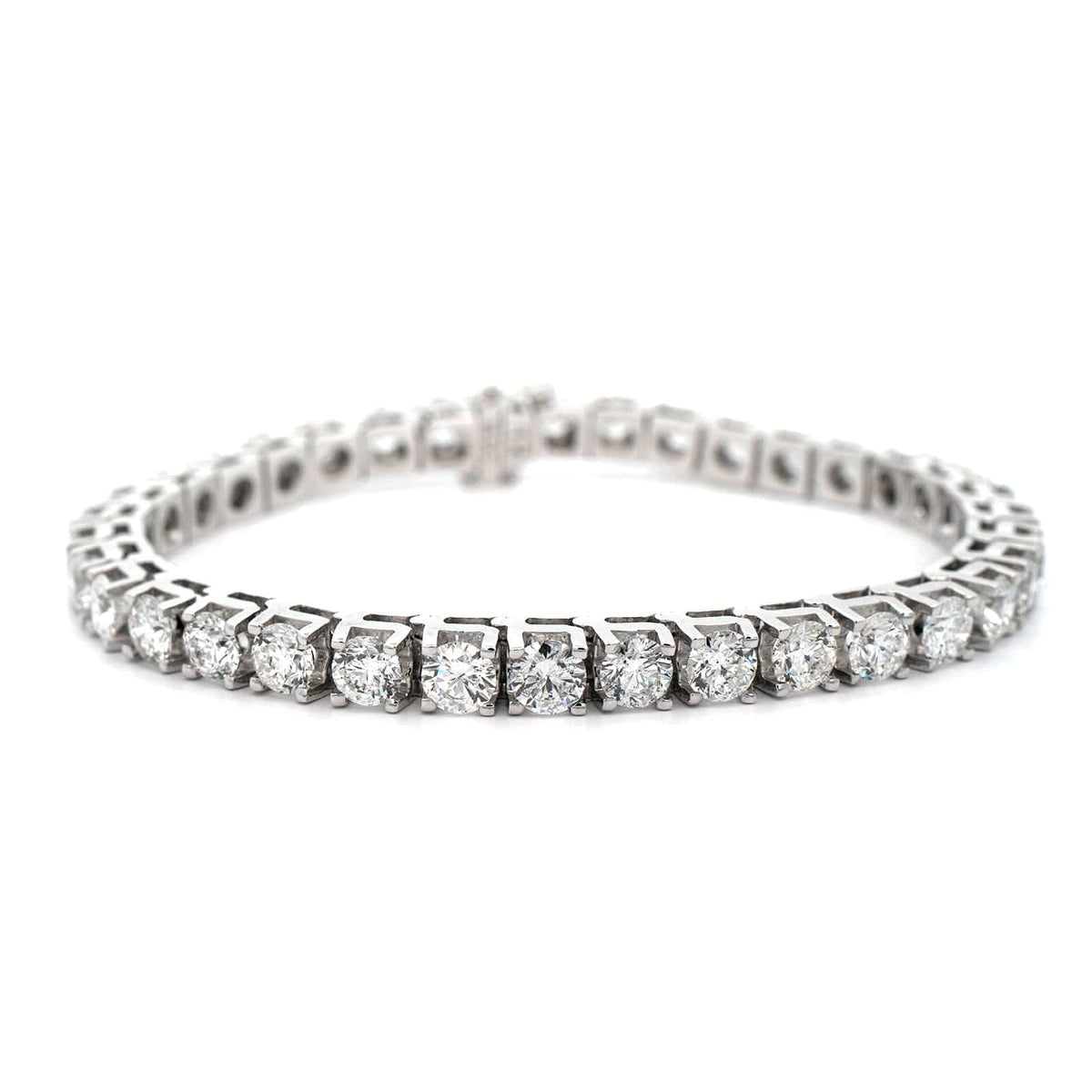 14K White Gold Round Diamond Tennis Bracelet