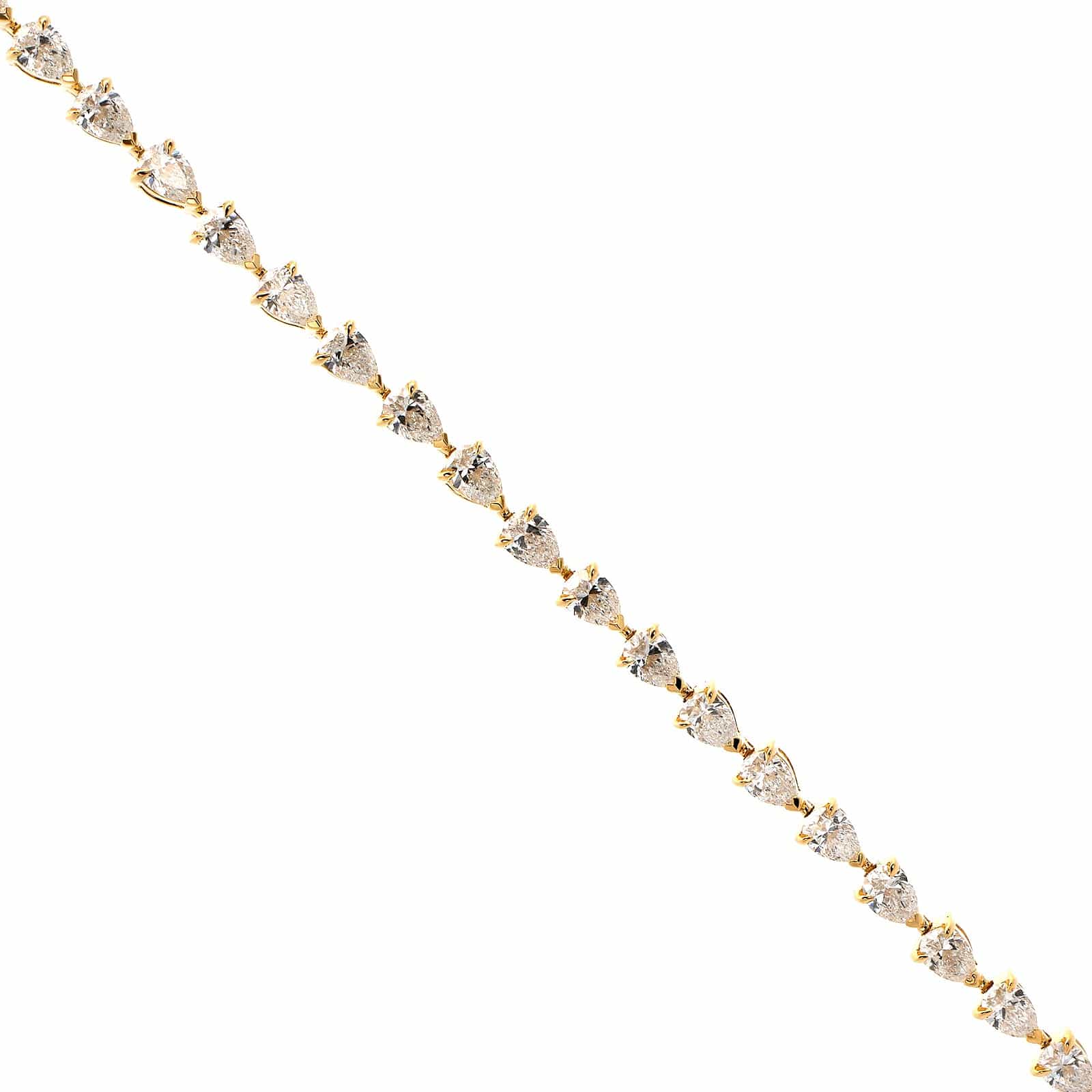 18K Yellow Gold Pear Shaped Diamond Tennis Bracelet