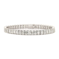 18K White Gold Emerald Cut Diamond Tennis Bracelet