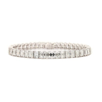 18K White Gold 4 Prong Emerald Cut Diamond Tennis Bracelet