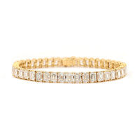 18K Yellow Gold 4 Prong Emerald Cut Diamond Tennis Bracelet