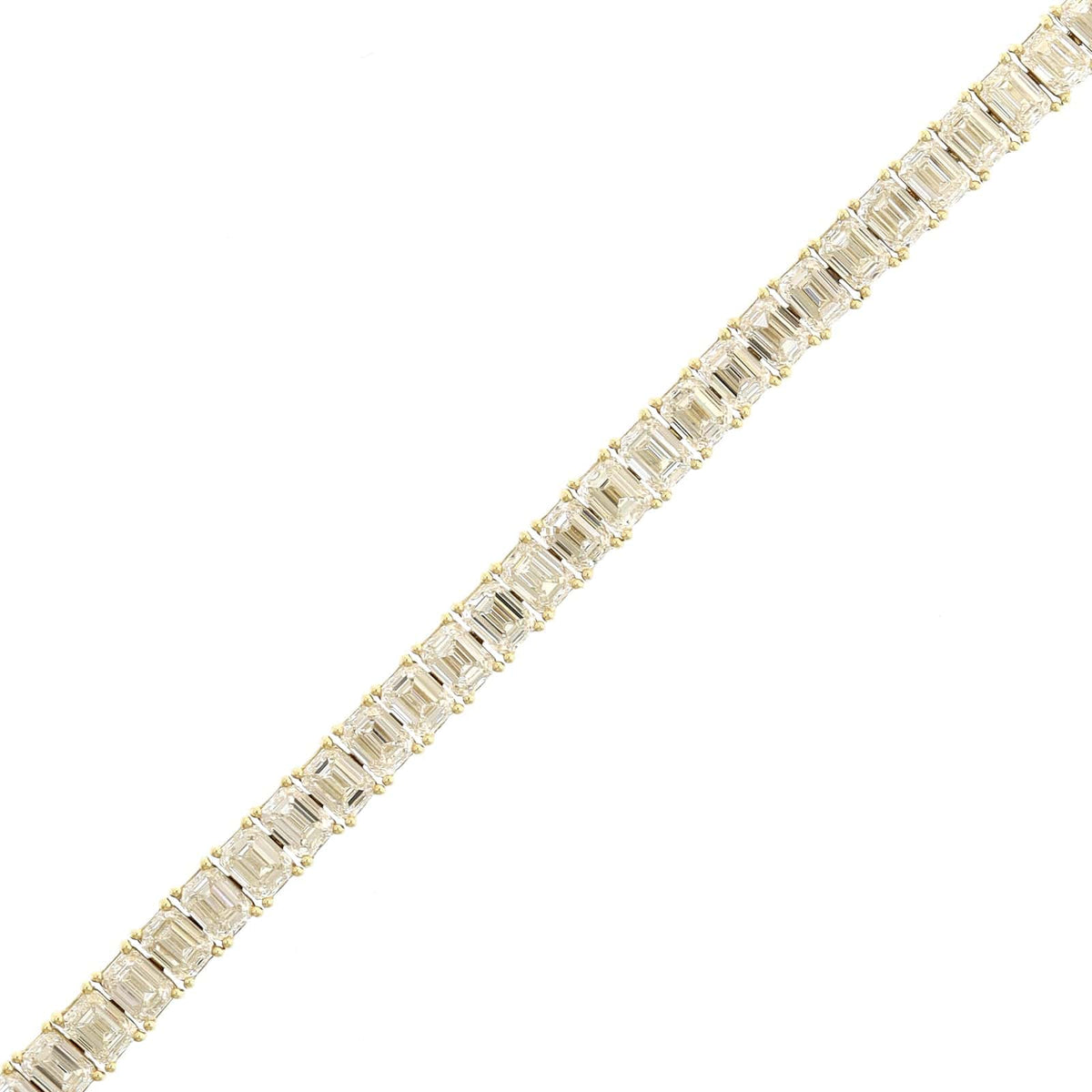 18K Yellow Gold 4 Prong Emerald Cut Diamond Tennis Bracelet