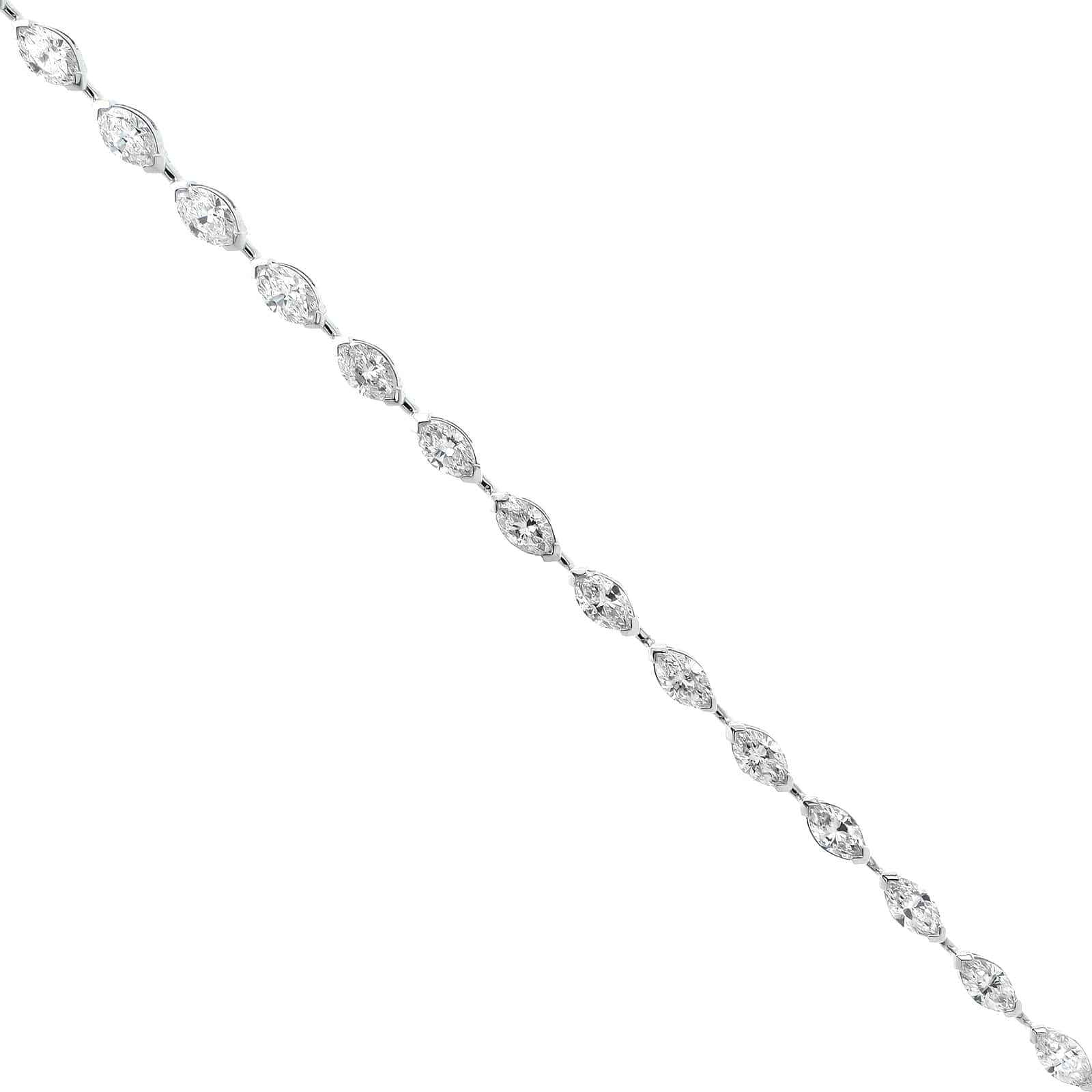 18K White Gold Marquise Cut Diamond Tennis Bracelet