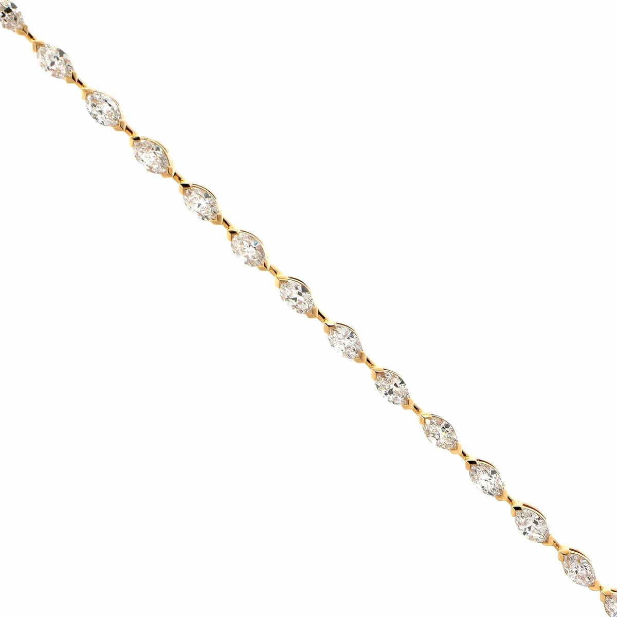 18K Yellow Gold Marquise Cut Diamond Tennis Bracelet
