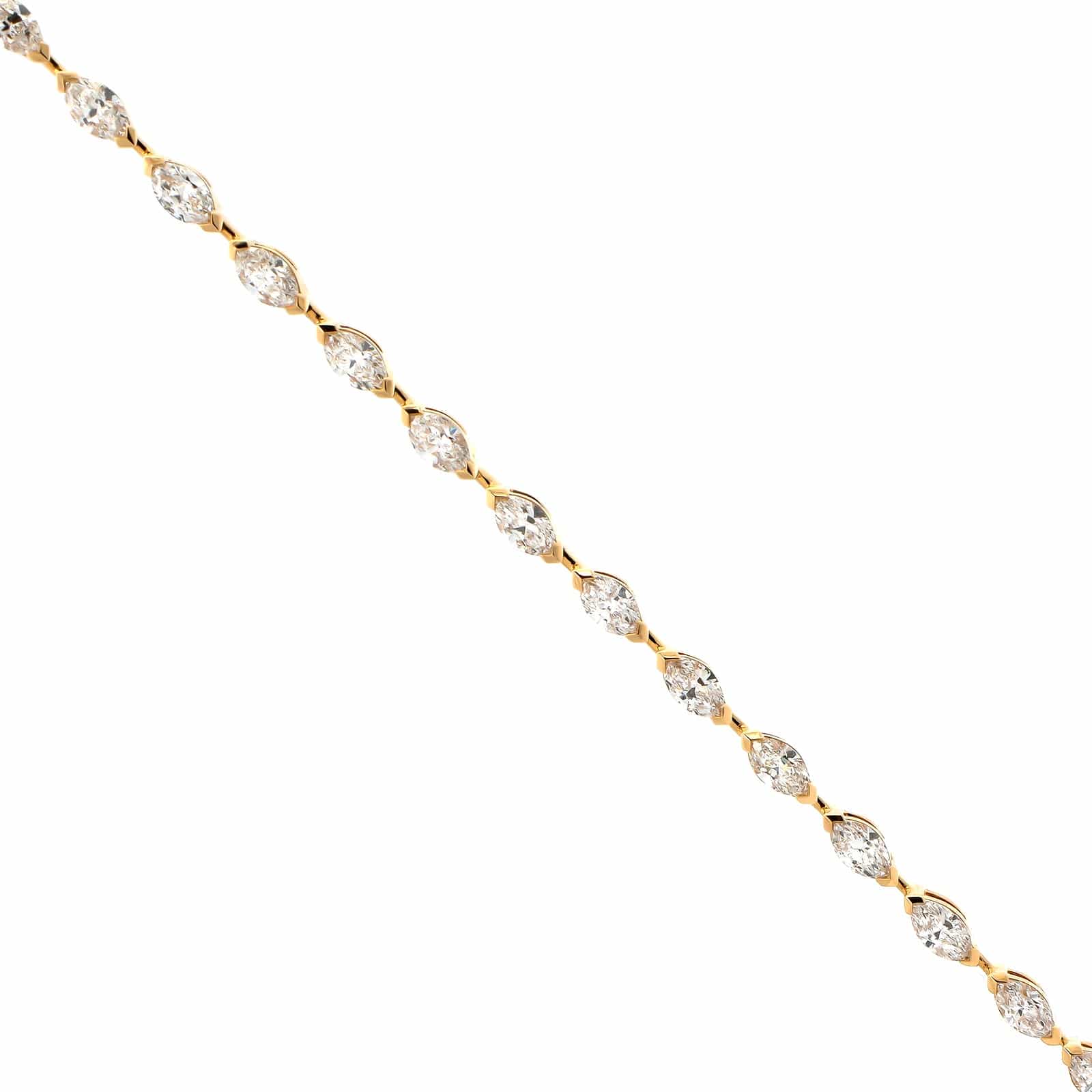 18K Yellow Gold Marquise Cut Diamond Tennis Bracelet