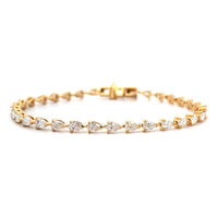 18K Yellow Gold Pear Shaped Diamond Tennis Bracelet