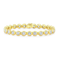 18K Yellow Gold Round Diamond Tennis Bracelet