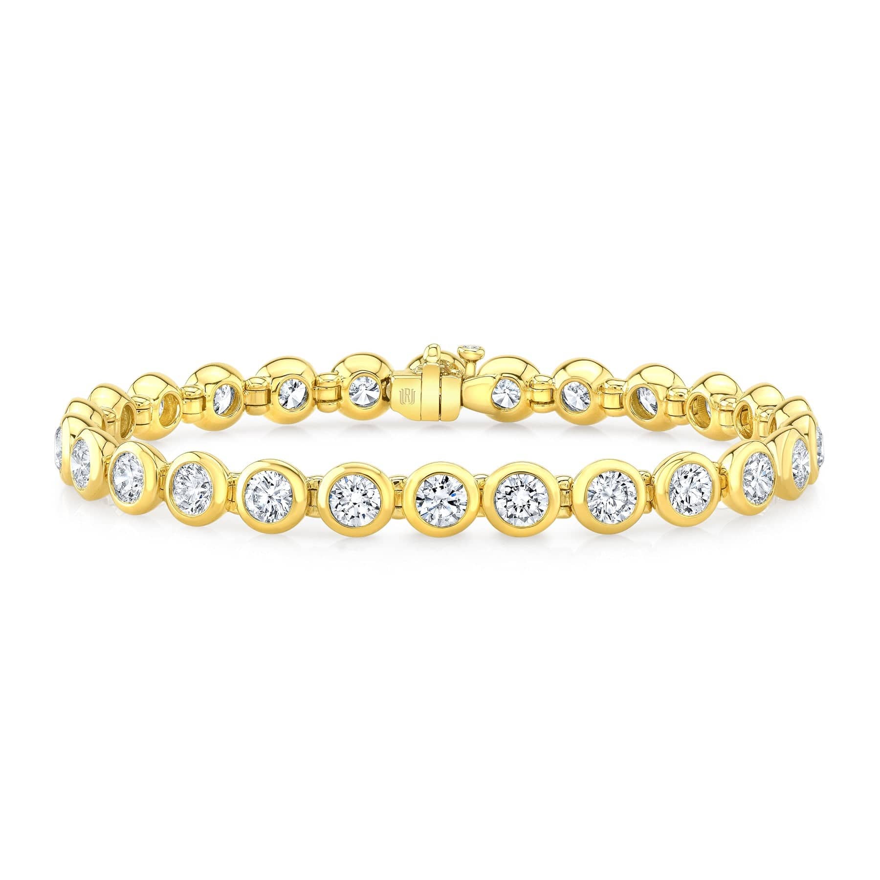 18K Yellow Gold Round Diamond Tennis Bracelet