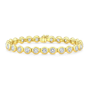 18K Yellow Gold Round Diamond Tennis Bracelet