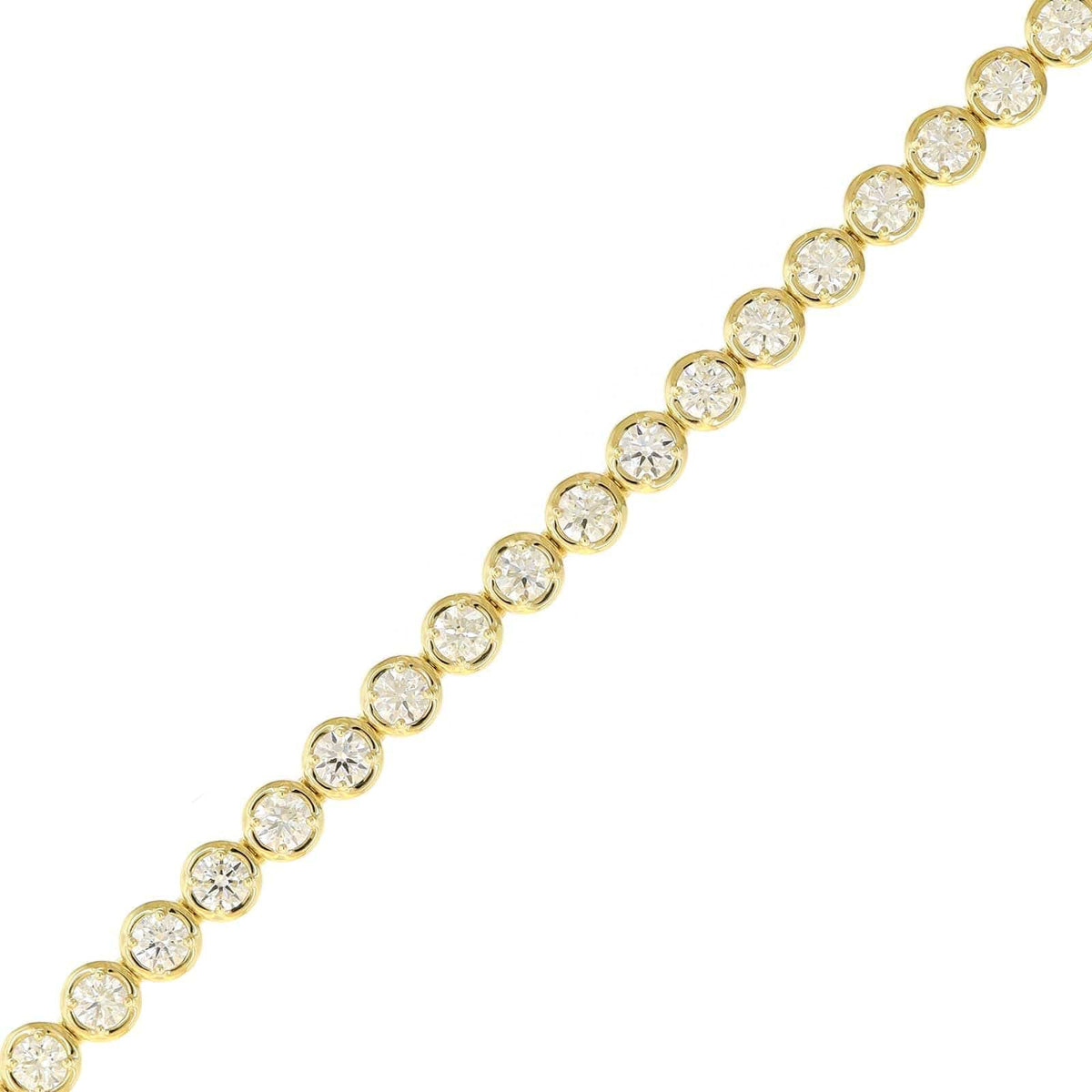 18K Yellow Gold Bezel Set Round Diamond Tennis Bracelet