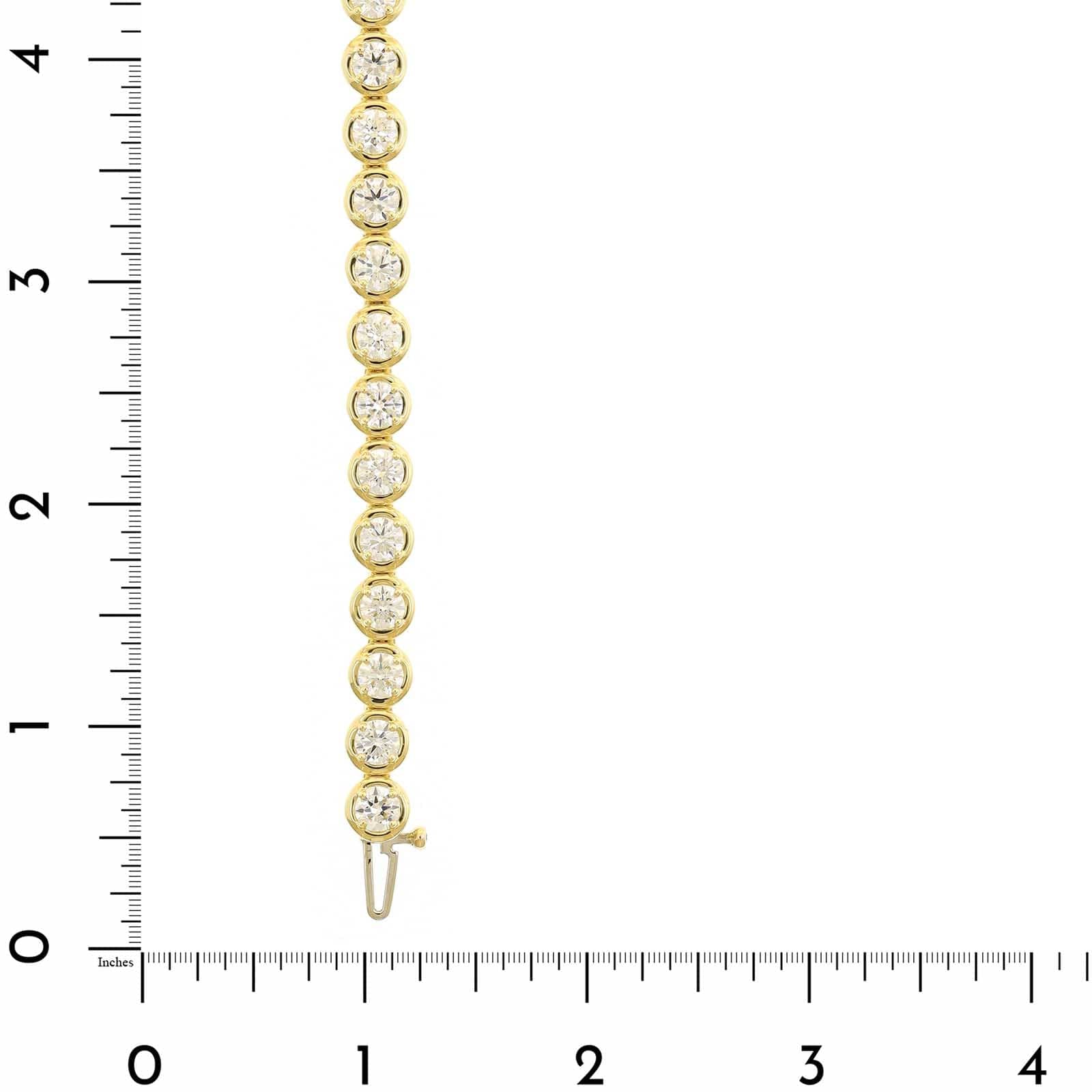 18K Yellow Gold Bezel Set Round Diamond Tennis Bracelet