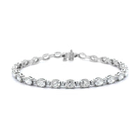 18K White Gold Round and Oval Diamond Tennis Bracelet