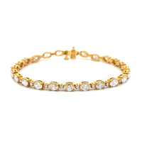 18K Yellow Gold Round and Oval Diamond Tennis Bracelet