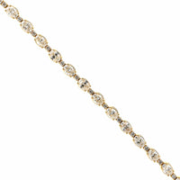18K Yellow Gold Round and Oval Diamond Tennis Bracelet