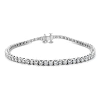 18K White Gold Four Prong Round Diamond Tennis Bracelet