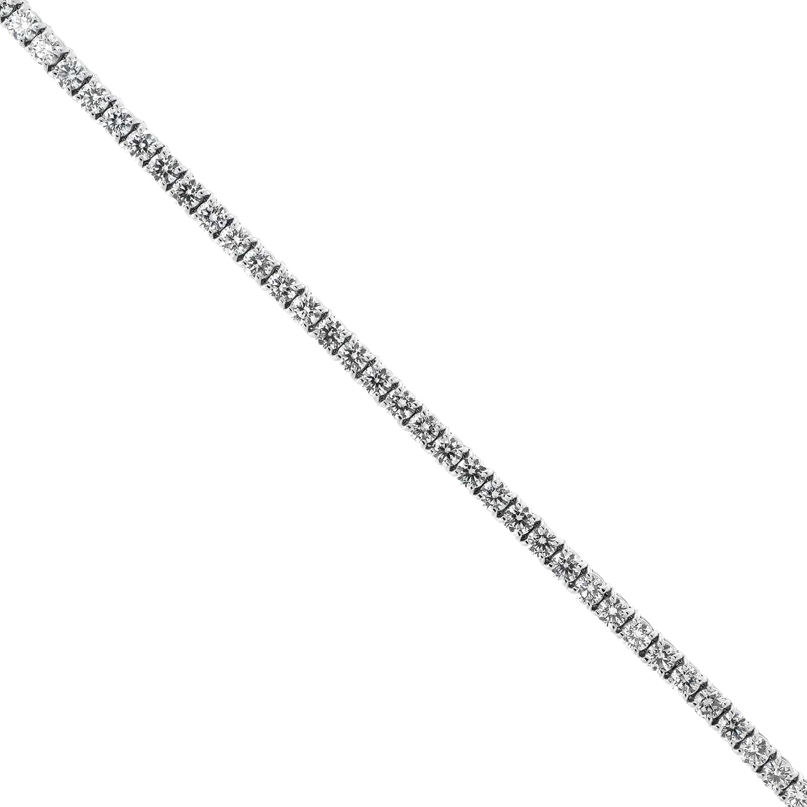 18K White Gold Four Prong Round Diamond Tennis Bracelet