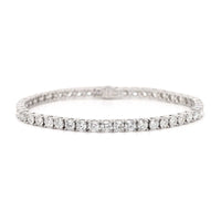 18K White Gold Four Prong Round Diamond Tennis Bracelet