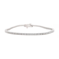 14K White Gold Four Prong Round Diamond Tennis Bracelet