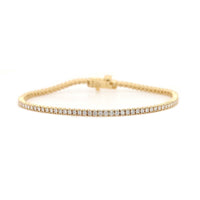 14K Yellow Gold Four Prong Round Diamond Tennis Bracelet