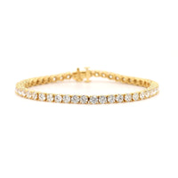 18K Yellow Gold Four Prong Round Diamond Tennis Bracelet