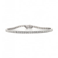 14K White Gold Four Prong Round Diamond Tennis Bracelet