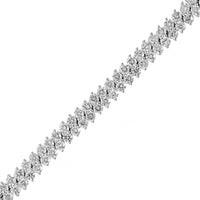 14K White Gold Two Row 3 Prong Diamond Tennis Bracelet