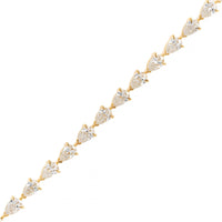18K Yellow Gold Pear Shaped Diamond Tennis Bracelet