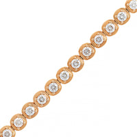 18K Rose Gold Frame Set Round Diamond Tennis Bracelet