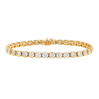 18K Yellow Gold Round Diamond Tennis Bracelet
