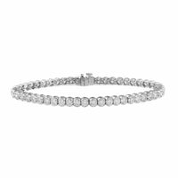 18K White Gold Semi Bezel Set Round Diamond Tennis Bracelet