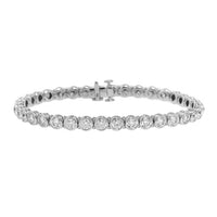 18K White Gold Bezel Set Round Diamond Tennis Bracelet